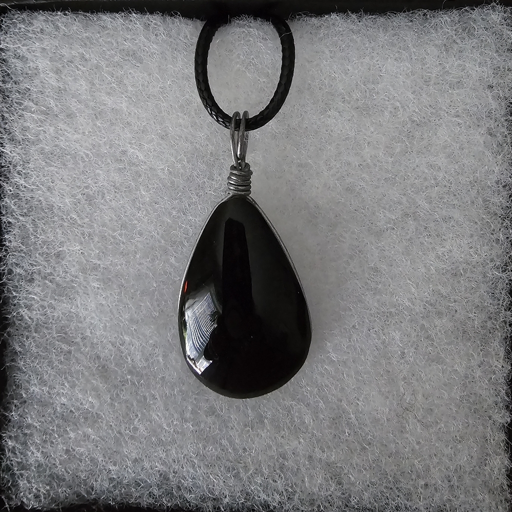 Elegant Black Obsidian Pendant Necklace